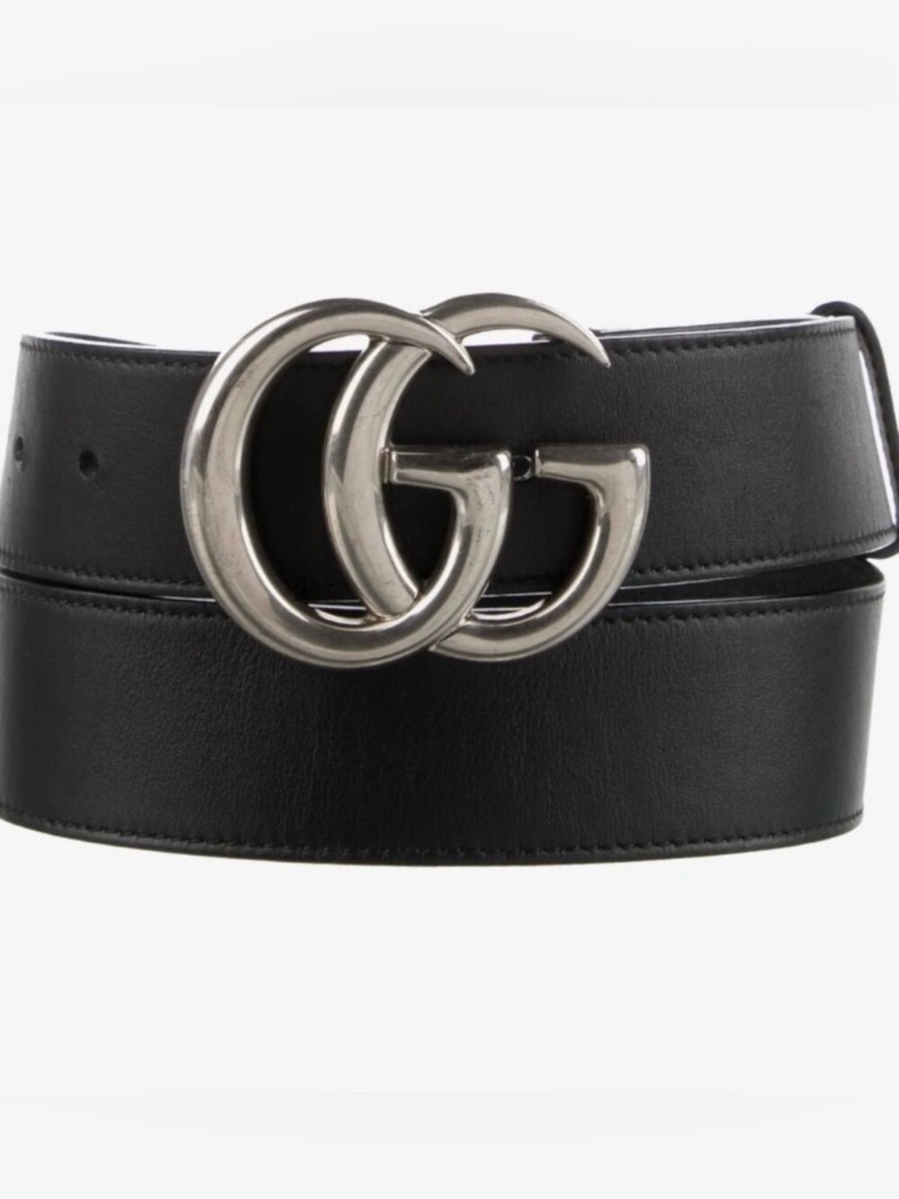 Gucci Black Leather Belt with Gold GG Marmont Buckle- 100 L W Box & Dustbag - Picture 6 of 16